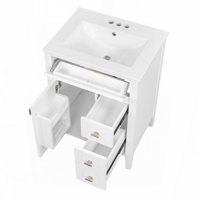 Meuble-lavabo 24 po avec lavabo, Blanc