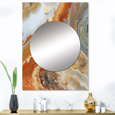 Lymus orange, beige, symphonie aqua - miroir mural décoratif abstrait, miroir orange, impression d'art en métal