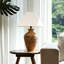 Lampe de table en céramique brun rouille de 58 cm (23 po) avec texture d'argile vieillie, lampe de chevet style vase bouteille vintage pour salon, chambre, entrée (ampoule non incluse)