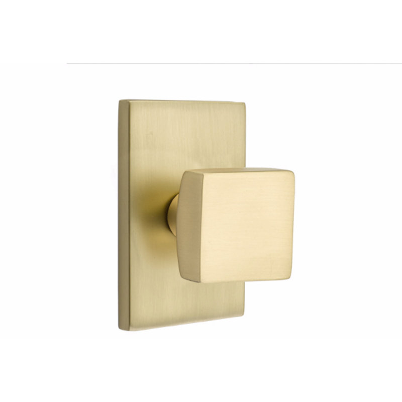 Ensemble de boutons de passage Emtek avec rosette rectangulaire moderne et bouton carré (CF)