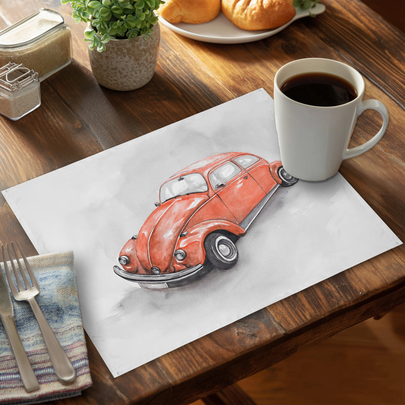 Vintage Red Beetle Bedroom Placemat - Polyester Home Decor