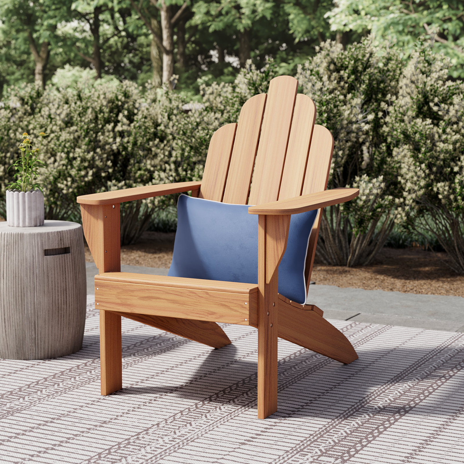 Sanchaya Teak Outdoor Adirondack Chair, Natural