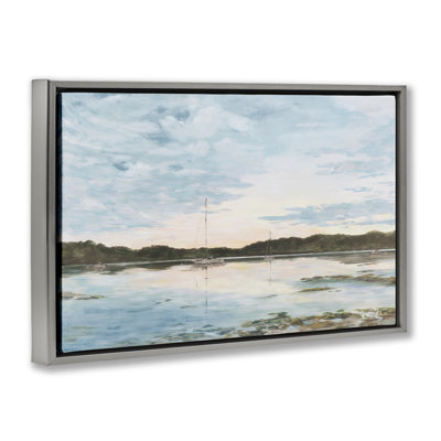 Quiet Day on Lake Gold Framed Floater Canvas by Julie DeRice