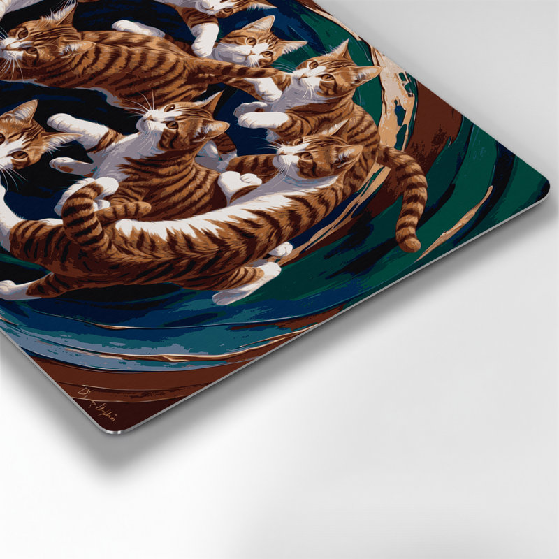 Cats Dragon Li Brown Metal Wall Art, 132" H x 168" W x 0.05" D