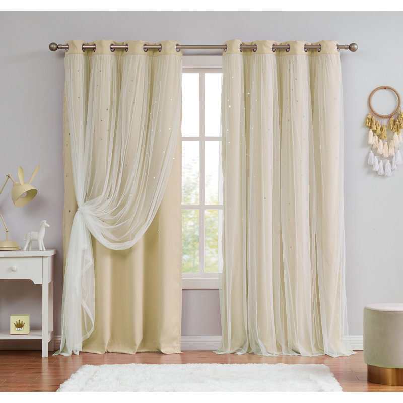 Room Darkening Curtain Pair, 50" W x 84" L, Tan