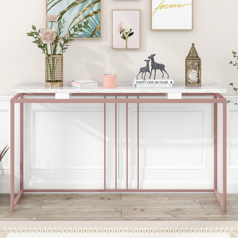 Console Kazuya 63,36 po, Marbre blanc, Rose