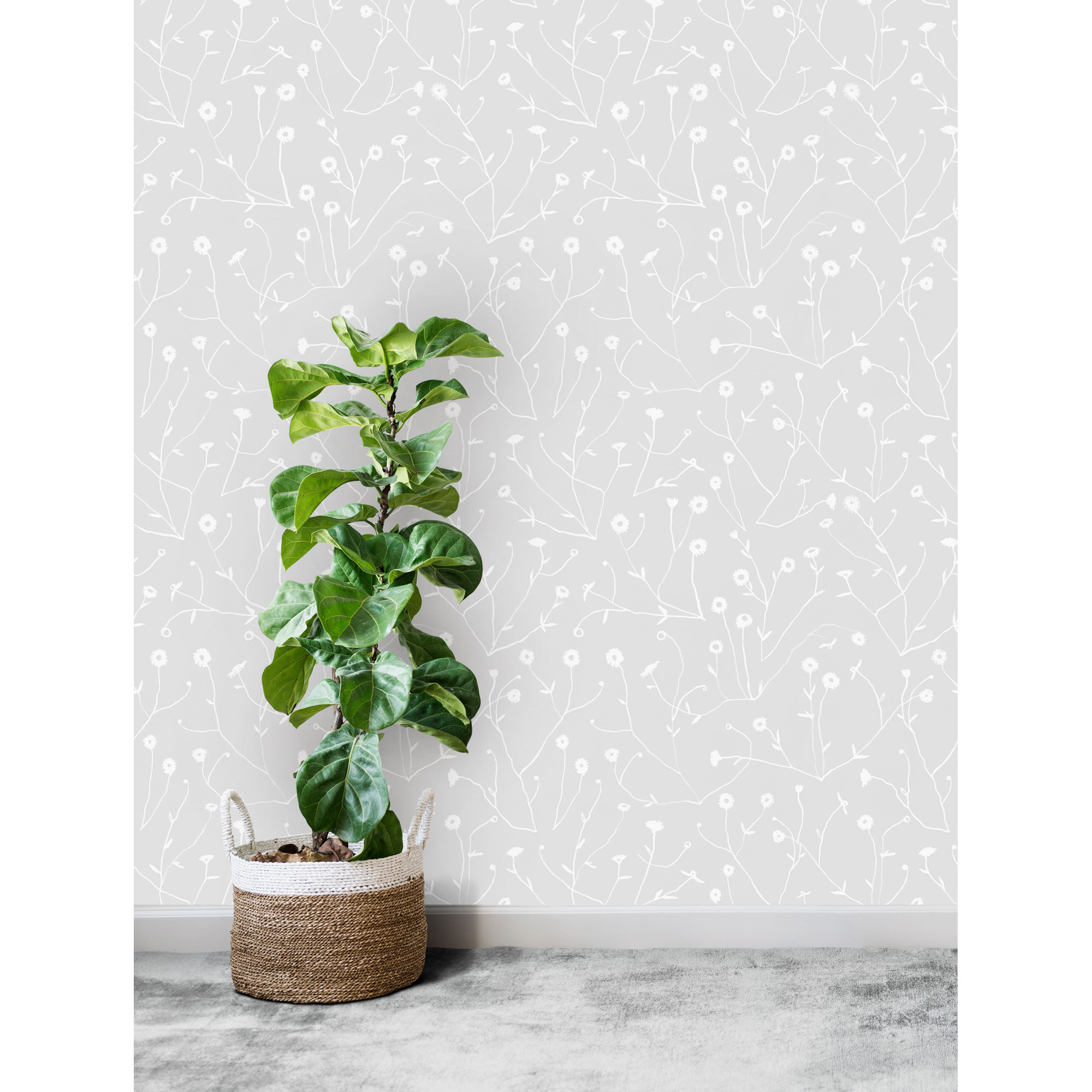 Keyes Floral Wallpaper, Light Gray