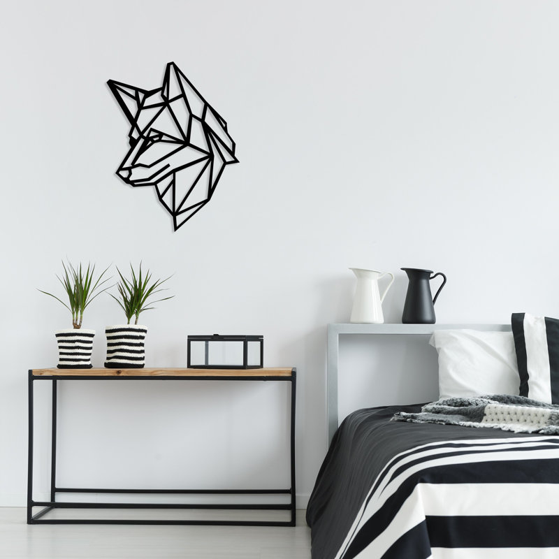 Élégant accessoire mural en métal noir, 16,9 po x 21,7 po | Fabrication 100% métal, épaisseur: 0,06 po | Parfait pour la décoration intérieure, fixation murale facile avec pièce arrière, design élégant et durable