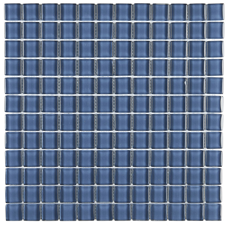 Color Wave 1" x 1" Glass Mosaic Field Tile in Twilight Blue