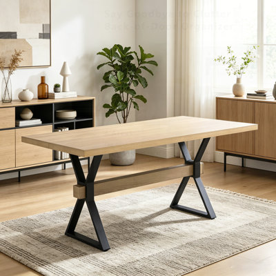 Stylish X-shaped Legs Dining Table with Durable Construction and Spacious Surface, Perfect for Family Gatherings and Modern Interiors.
