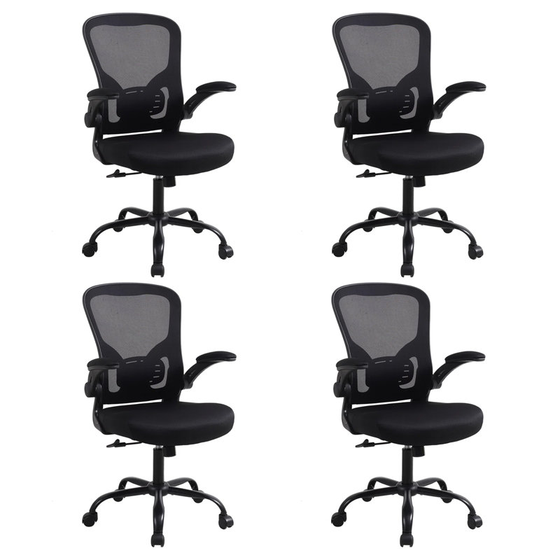 Chaise de bureau ergonomique en filet avec accoudoirs rabattables