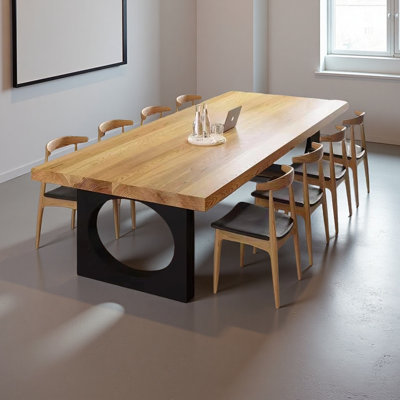 Solid wood industrial style large conference table