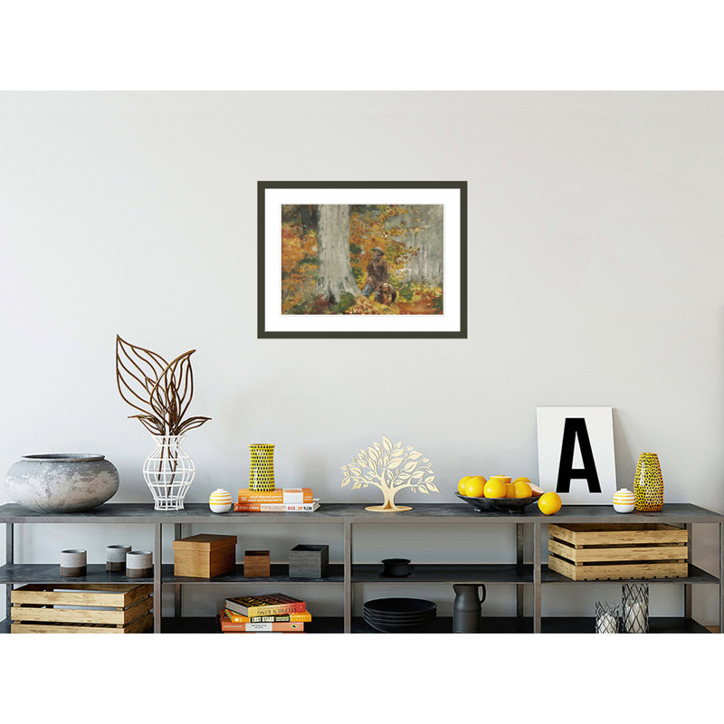 «Adirondack Woods Guide and Dog» par Winslow Homer, impression giclée encadrée, H 22,14 po x l 29,5 po