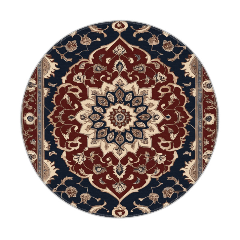 Tapis d'intérieur et d'extérieur brun Persian, Rond 5 pi