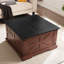 Table de centre avec compartiment de rangement à charnière, rustique, instructions d'assemblage simples, chêne