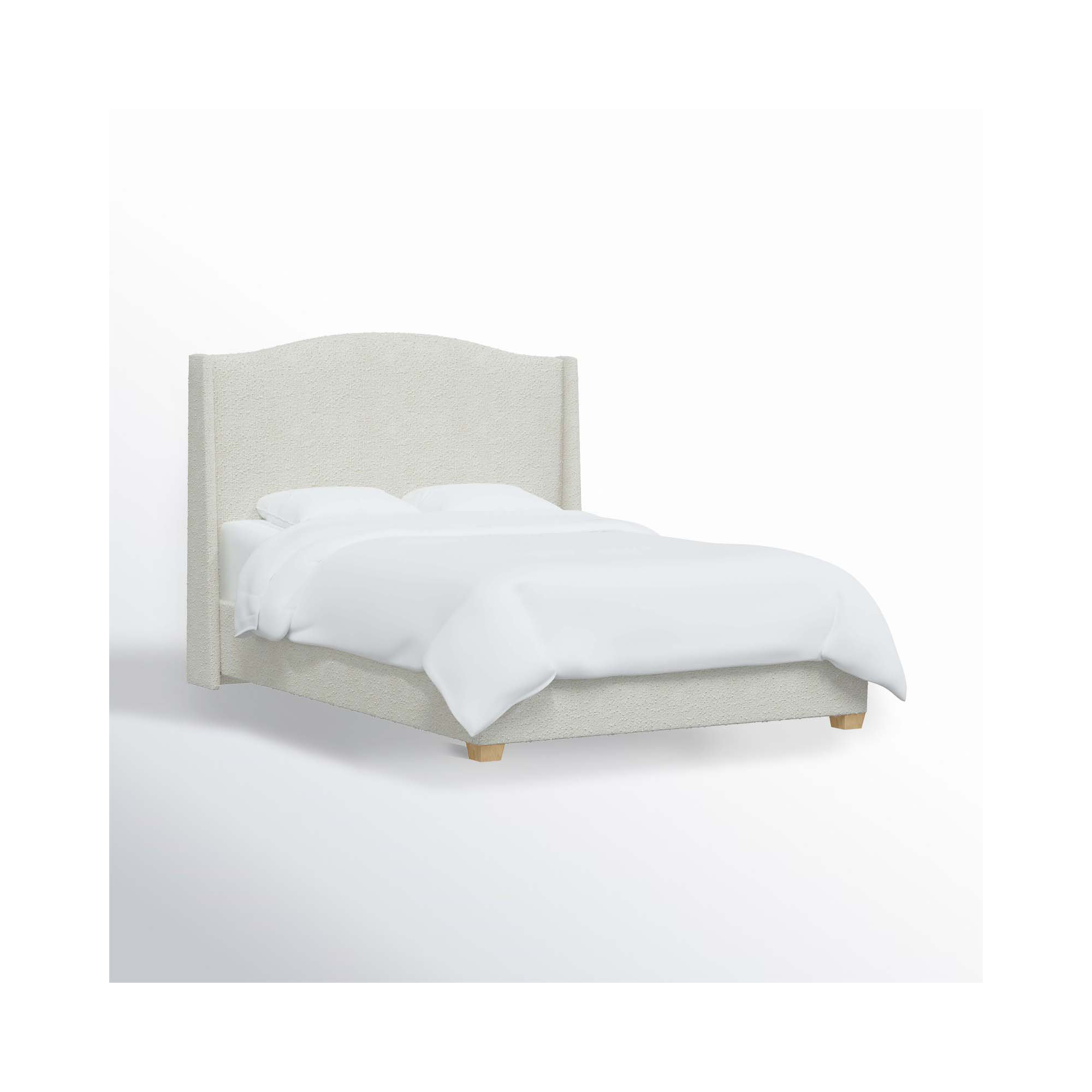 Allis Upholstered Wingback Bed, Classic Snow Boucle, Queen