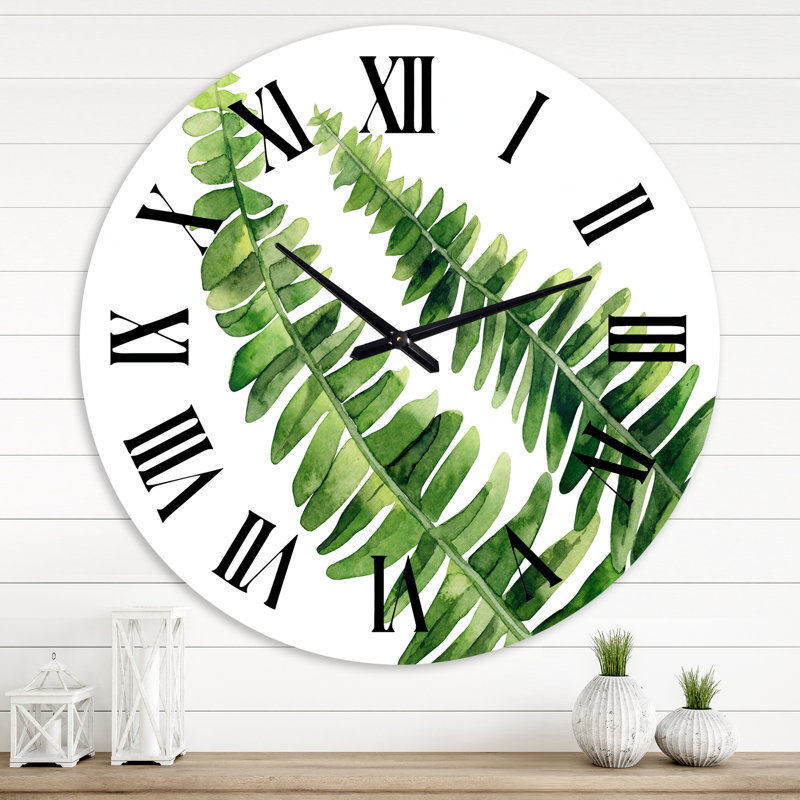 Fern Leaves - détail horloge murale, Surdimensionné