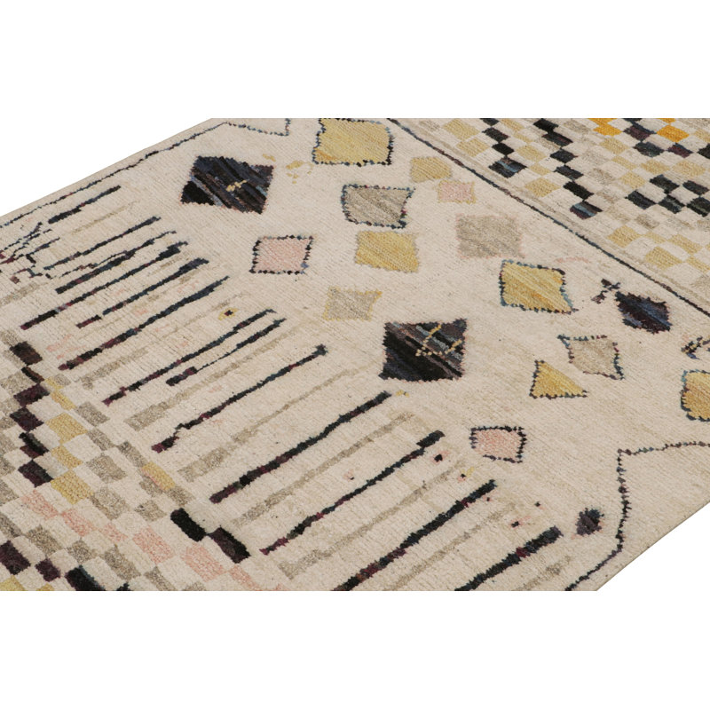 Moroccan Handmade Kilim Silk and Wool Geometric Area Rug, Rectangle 6' x 9'