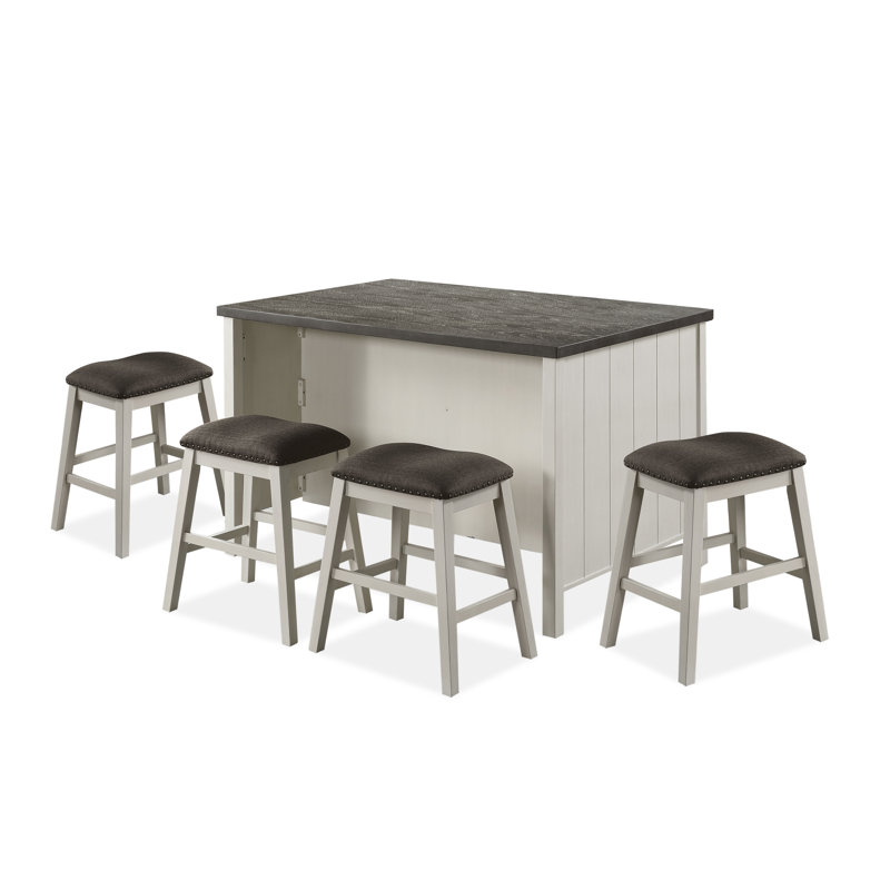 Damarrea 5 - Piece 60" Kitchen Island Set, 5 Pieces: Table, 4 Chairs