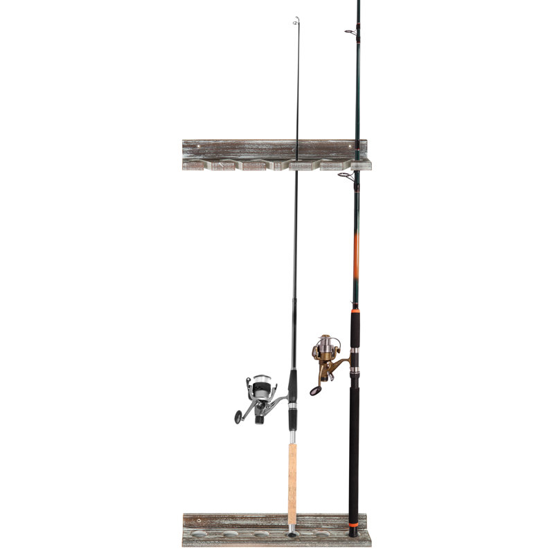 Wood Fishing Rack, Black/Red