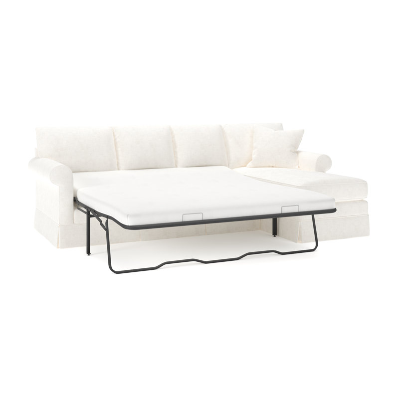 Friedman 2 - Piece Upholstered Sleeper Sectional, Right Hand Facing, Bevin Natural Linen Blend