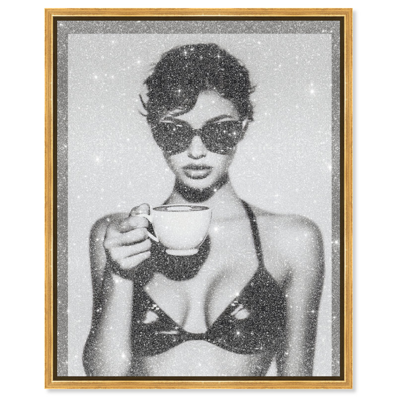 Luxe Latte Food & Beverages Canvas Print by Oliver Gal, Black Frame, 16 x 20, 21"H x 25"W, Gold Floater Frame