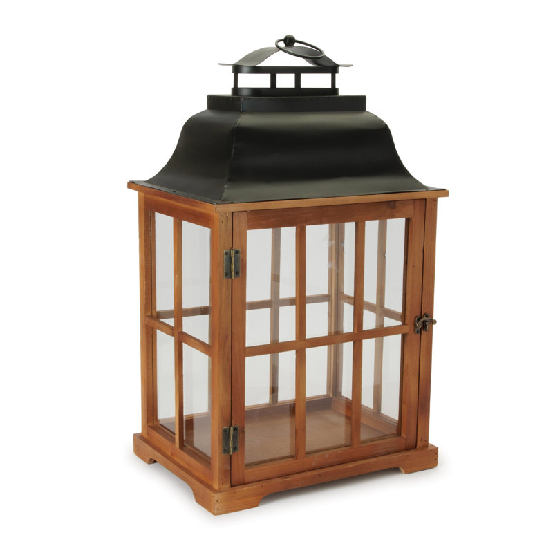 Ensemble de 2 lanternes rustiques en bois et fer