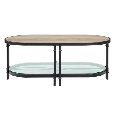 Brantley 1-Shelf Coffee Table in Oak and Sandy Black by 17 Stories
