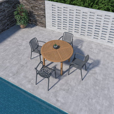 Amazonia 5Pc Pethere FSC Wood And Resin Outdoor Patio Dining Set
