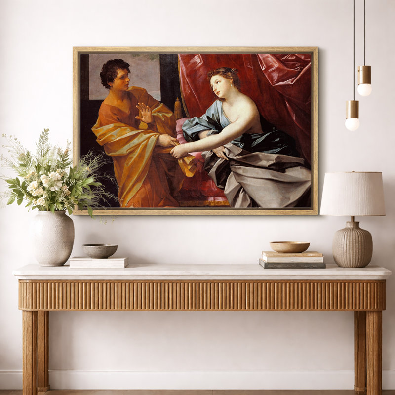 «Baroque Biblical Encounter», reproduction d'art sur toile encadrée, H 16 po x l 24 po, Cadre flottant naturel