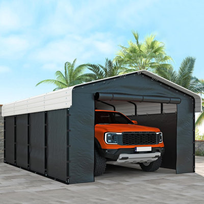 DBB-Black PE Waterproof Canopy with 12*20*8.4FT (256cm) Cream Carport for Sale