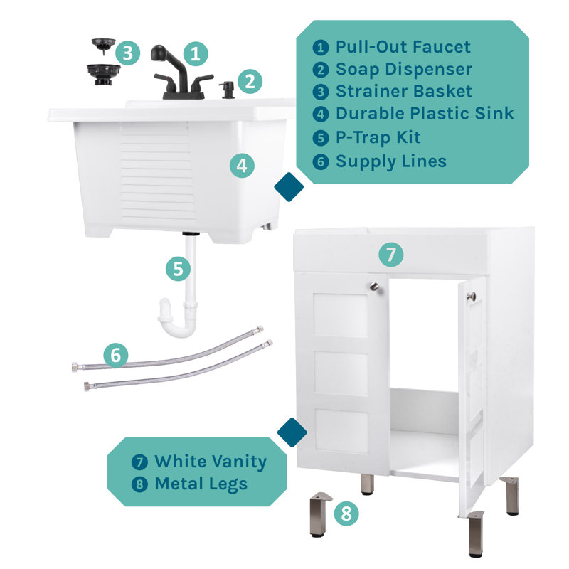 Ensemble de meuble-lavabo simple 24 po Hamdy, Noir