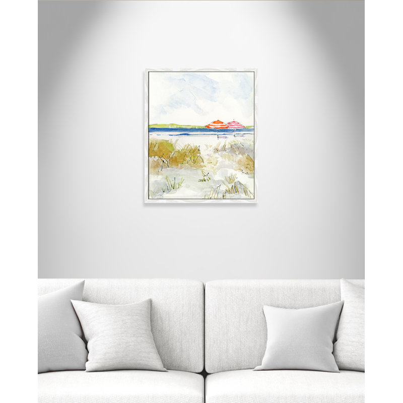 S Croquis de plage II - peinture encadrée, H 25,5 po x l 21,5 po x P 0,75 po, Cadre blanc