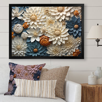 «Blue Blooms Zinnias Flowers IV», reproduction sur toile
