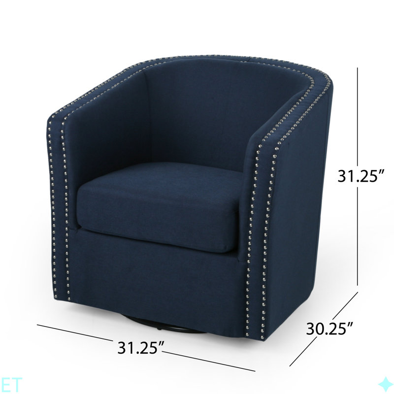 SWIVEL CHAIR, Nailhead Trim, Blue