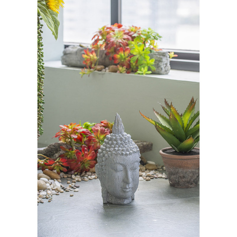 Sculpture tête méditante, H 12,6 po x l 6,7 po x P 6,7 po