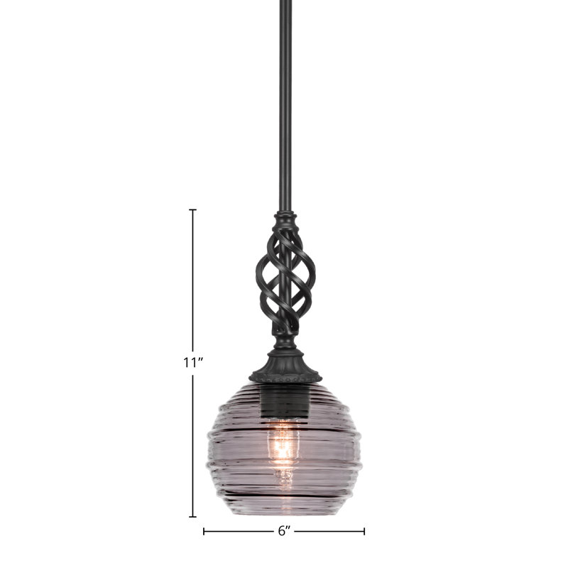 Eleganté Stem Hung Mini Pendant, Gray, 11" H x 6" W x 6" D