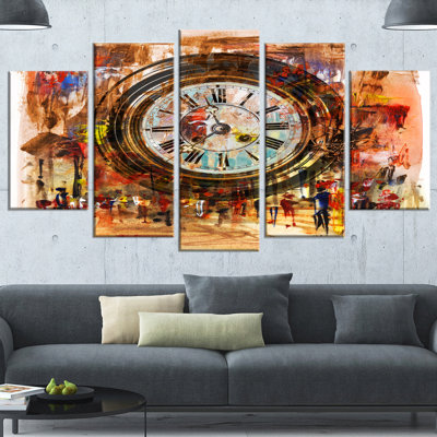 «People and Time», ensemble de 5 reproductions d'art sur toiles tendues
