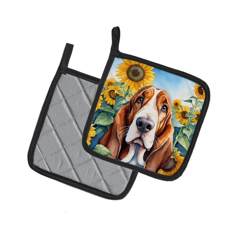Caroline's Treasures In Sunflowers Floral Polyester Potholder Set