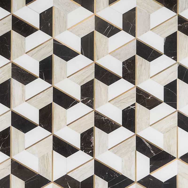 Decade Polished Marble And Brass Mosaic, Saint Laurent