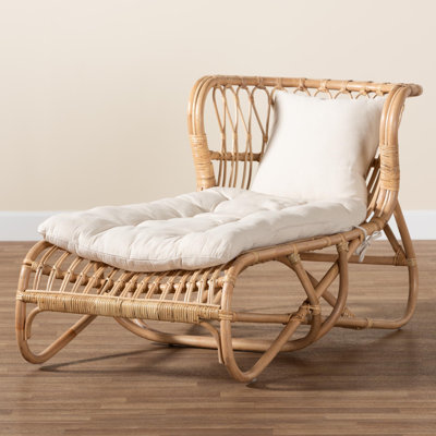 Brayston Upholstered Rattan Chaise Lounge