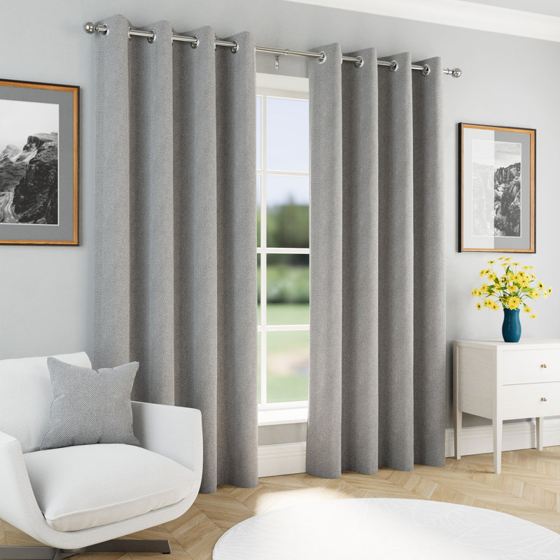 Blackout Curtain Panel Pair, 117cm Width x 137cm Drop, Grey