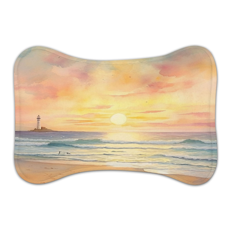 Seaside Beacon - 1 Piece Bone Shape Feeding Mat, XL (18")