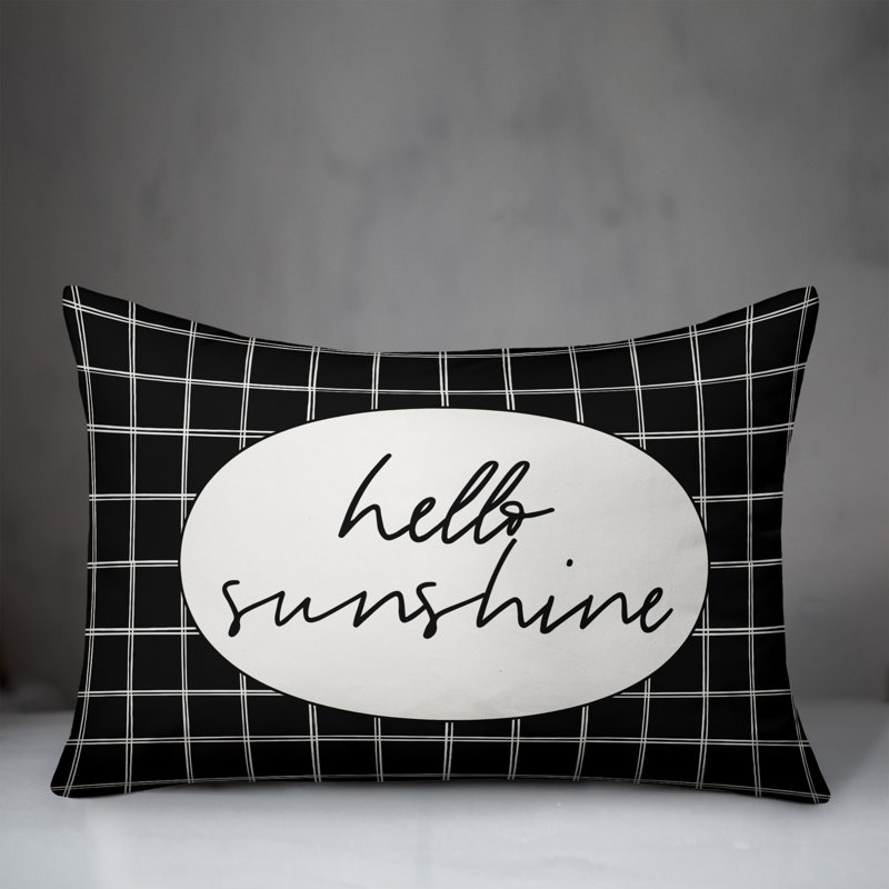 Plaid Outdoor Reversible Throw Pillow, Black