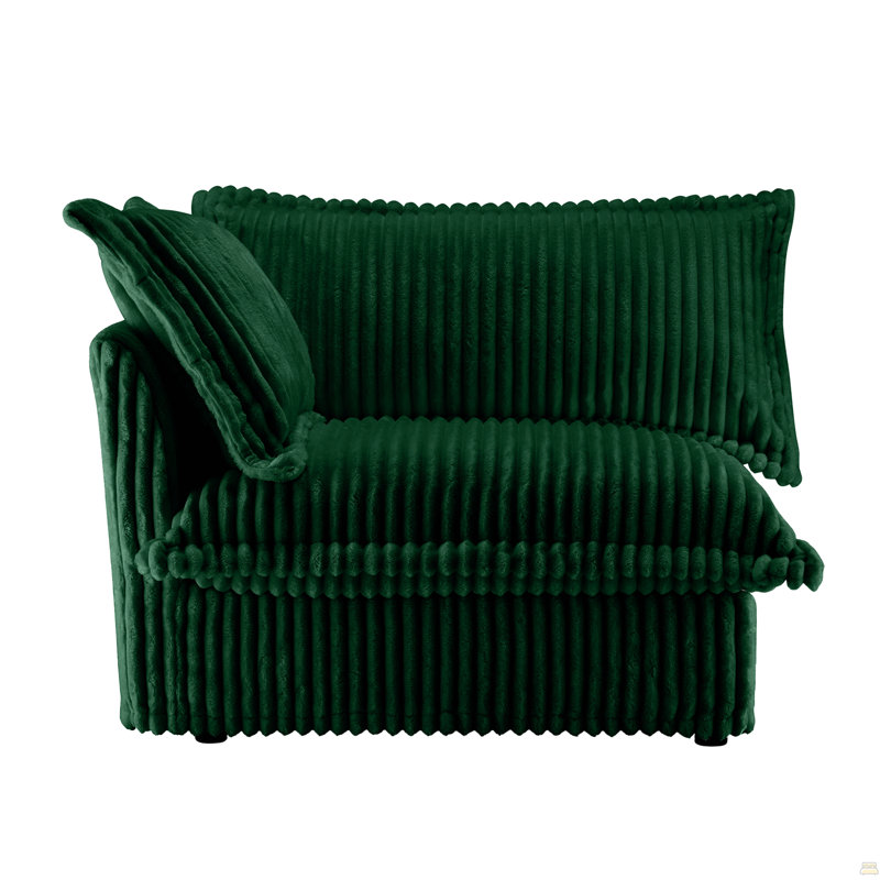 Sofa Lsf W/1 Pillow, Green Corduroy