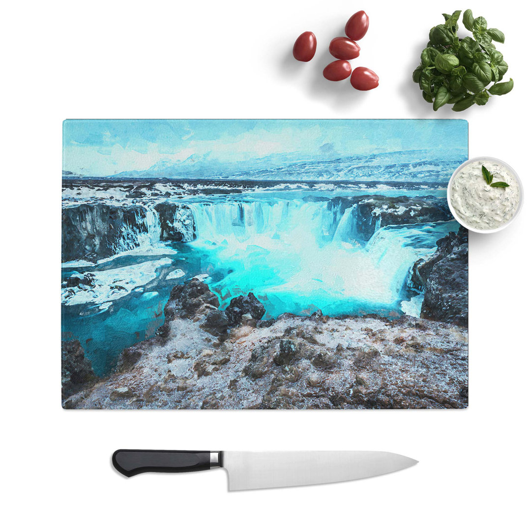 Glass Godafoss Waterfall in Iceland in Abstract Chopping Board