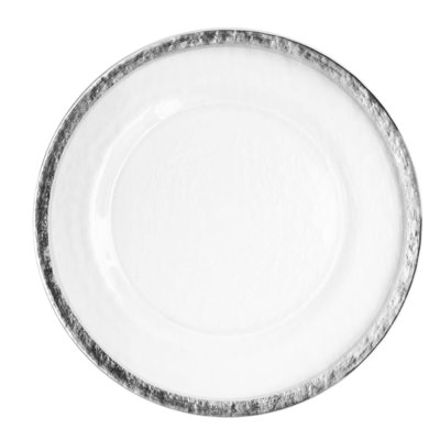 Hammered Ice Band Glass Charger Plate 13"D