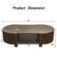 47" Fluted Oval Rubber Solid Wood Coffee Table with 1 shelf & 2 Open Storage Doors-678072181