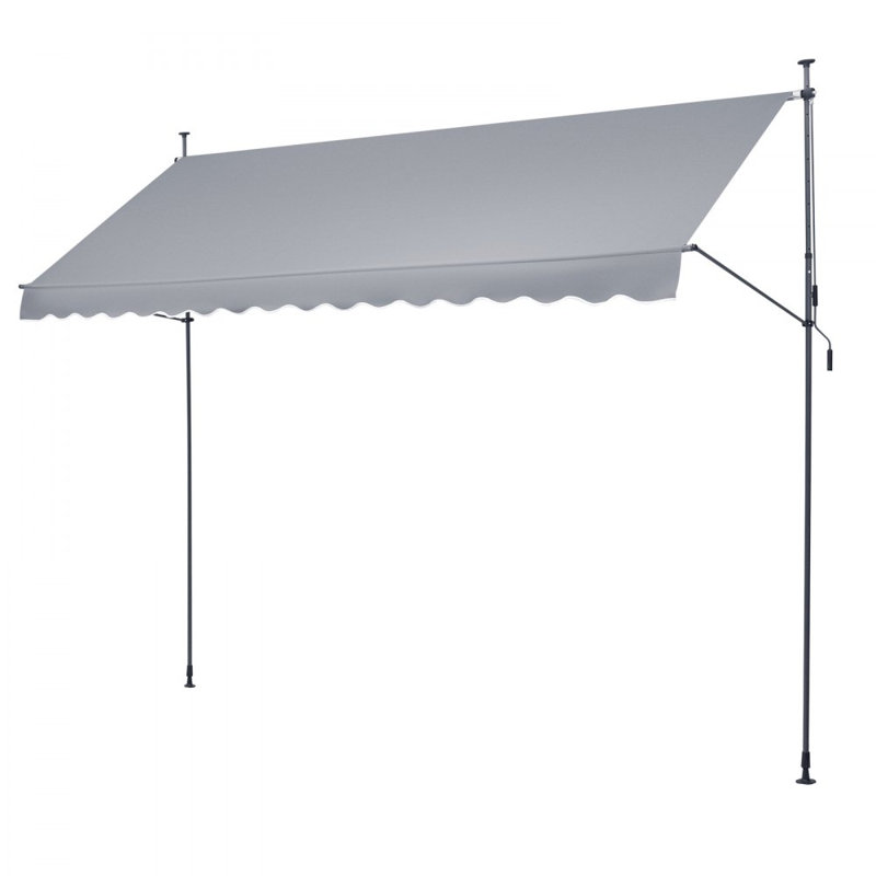 Patio Awning Retractable Awning Sunshade Shelter with Crank Handle, 122" H x 157" W x 47" D