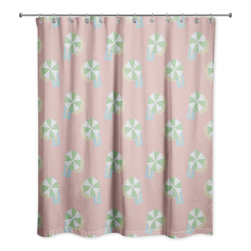 Rideau de douche simple en polyester Ahona, Rose / vert